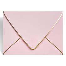 Envelope AZAZA A7 rosa, pacote com 50 unidades com borda dourada, 13x18cm, 250gsm