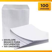 Envelope Branco com 100 unid para Documento Curriculum Sulfite A4