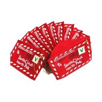 Envelope De Feltro Vermelho Do Papai Noel Com Bordado De Árvore De Natal, Cartão Suspenso, Saco De