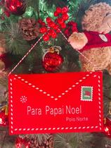 Envelope Feltro Carta Papai Noel Vermelho Decorativo Decoração Árvore Casa Sala Correios Presente Polo Norte Rack Estante Moderno Mesa Natalino Tecido