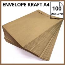 Envelope pardo papel kraft para a4 documentos curriculo escritorio 100 unid