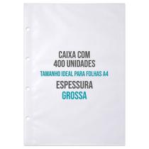 Envelope Plástico 4 Furos Espessura Grossa Cristal Ofício 24x33cm para Fichário e Catálogo Polibras 400 Sacos Plásticos