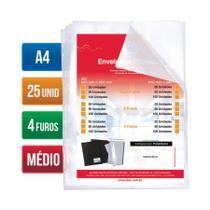 Envelope plástico A4 0.10 4 furos 5078A4 pacote com 25 unidades - Dac