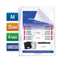 Envelope plástico A4 0.20 4 furos 5076A4 pacote com 25 unidades - Dac