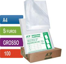 Envelope Plástico A4 015 Grosso Sem Furo 230x310mm Com 100 Unidades - ACP