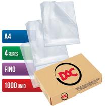 Envelope Plastico A4 4 Furos 0,06MM Fino C/1000 DAC