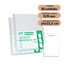 Envelope Plastico Acp Oficio 2/ Furos 0,15mm C/100 -Grosso 240x325mm