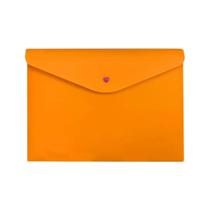 Envelope Plástico com Botão A4 Laranja - Dello Envelope Plástico com Botão A4 Laranja - Dello