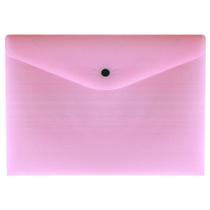 Envelope plástico com botão A4 - Linho Serena - rosa pastel - 0012.WP - Dello