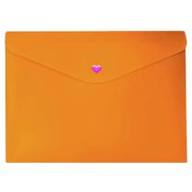 Envelope Plástico Com Botão Dello A4 Full Color Laranja