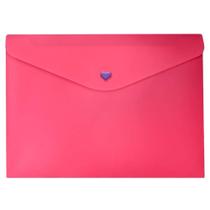 Envelope Plástico Com Botão Dello A4 Full Color Rosa