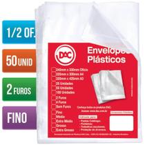 Envelope Plástico Ofício 2 Furos Finos 1/2 Pacote com 50 DAC