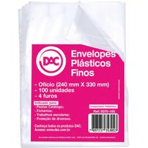 Envelope Plástico Ofício 4 Furos Fino 0,06MM Pacote com 100 Envelope Plástico Ofício 4 Furos Fino 0,06MM Pacote com 100