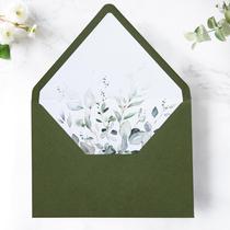 Envelope PONATIA A7 Euro Flap verde oliva com forro de flores x50