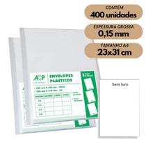 Envelope Saco Plástico A4 Acp 0,15mm Sem Furos C/400 Grosso