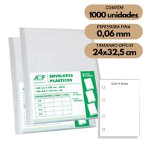 Envelope Saco Plástico Ofício Acp 0,06mm 4 Furos C/1000