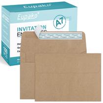 Envelopes Eupako A7 de 5,25 x 7,25 polegadas Self Seal, pacote com 100 pacotes de papel Kraft