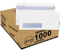 Envelopes HERKKA nº 10 com janela à esquerda e fecho autoadesivo, pacote com 1000