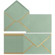 Envelopes Homtable A7 verde-sálvia com borda dourada, pacote com 50 Envelopes Homtable A7 verde-sálvia com borda dourada, pacote com 50