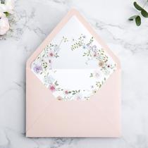 Envelopes PONATIA A7 Euro Flap Blush Pink com forro de flores, 50 unidades