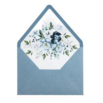 Envelopes PONATIA A7 Euro Flap Dusty Blue com forro de flores x50