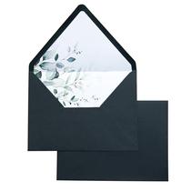 Envelopes PONATIA A7 Euro Flap pretos com forro verde, 50 unidades