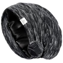 Envoltório de cabelo com capô de cetim de seda YANIBEST para dormir preto