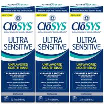 Enxaguante bucal CloSys Ultra Sensível Sem Álcool 960 ml (pacote com 3) Enxaguante bucal CloSys Ultra Sensível Sem Álcool 960 ml (pacote com 3)