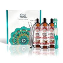Enxaguante bucal GuruNanda Ashwagandha Oil Pulling 3x240ml com acessórios