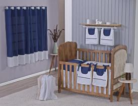 Enxoval Bebe Kit Berço Americano Cortina Algodão Menino