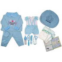 Enxoval Bebê Reborn Menino 2 Trocas + Bolsa Azul claro