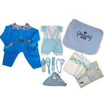 Enxoval Bebê Reborn Menino 2 Trocas + Bolsa Luxo Azul escuro