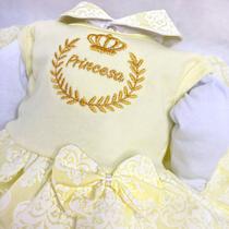 Enxoval Bebê Reborn,vestido Luxo Saída Maternidade Amarelo