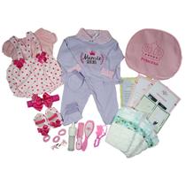 Enxoval Boneca Bebê Reborn Realista - 25 Acessórios Lilás