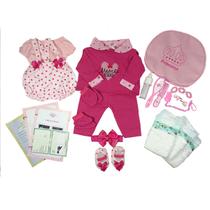 Enxoval Boneca Bebê Reborn Realista 25 Acessórios Rosa Pink