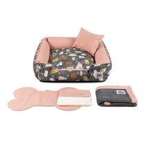 Enxoval Cama de Cachorro Impermeável com Zíper Pandora 63x63 Aumigos Rose