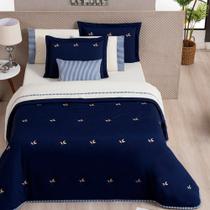 Enxoval Cobre Leito + Jogo de Cama Santorini Queen 9 Peças 100% Poliéster - Marinho Enxoval Cobre Leito + Jogo de Cama Santorini Queen 9 Peças 100% Poliéster - Marinho