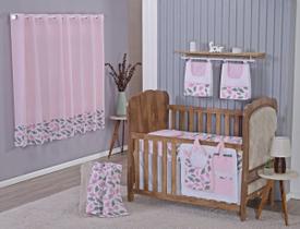Enxoval de Bebe Kit de Berço Americano Cortina Algodão Menino Menina 8 Peças