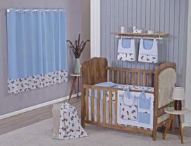 Enxoval de Bebe Kit de Berço Americano Cortina Algodão Menino Menina 8 Peças