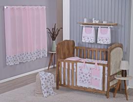 Enxoval de Bebe Kit de Berço Americano Cortina Algodão Menino Menina 8 Peças