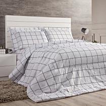 Enxoval Edredom + Jogo de Cama Atual Quadriculado Solteiro 4 Peças Percal 180 Fios 80% Algodão / 20% Poliéster - Branco Enxoval Edredom + Jogo de Cama Atual Quadriculado Solteiro 4 Peças Percal 180 Fios 80% Algodão / 20% Poliéster - Branco