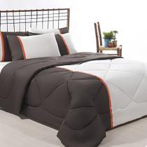 Enxoval Edredom + Jogo De Cama Queen Aconchego Premium 06 Peças - Marrom/ Palha