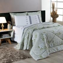 Enxoval Edredom + Jogo de Lençol Papillons Queen 7 Peças Percal 180 Fios 80% Algodão / 20% Poliéster - Cinza