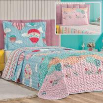 Enxoval Kit Colcha + Jogo De Cama Lençol Bouti Solteiro Infantil Kids 4 Peças - Balão - Qualidade Garantida!