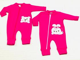 Enxoval Menina Kit 2 Macacão Menina Bordado Rosa