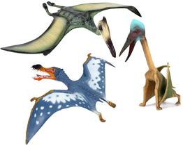EOIVSH 3 Pacote Dinossauro Pterossauro de Brinquedo, Dinossauro Voador Realista Figuras Pterodáctilo Plástico Educacional Dino Modelo Estatuetas Pteranodon Toy Great for Collection Gift, Cake Topper, Party Favor