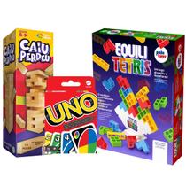 Equili Tetris Equilibrio Uno Cartas Original Mattel Torre Caiu Perdeu Pais & Filhos Kit Jogos de Tabuleiro Presente Dia das Crianças
