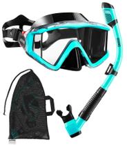 Equipamento de mergulho Aegend Dry Snorkel Snorkel Set para adultos, verde