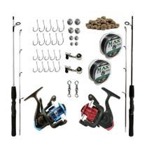 Equipamento de Pesca 2 Vara 1,35m 2 Molinete e Acessórios