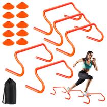 Equipamento de treinamento Agility Hurdles SMTPDT 5 Speed Hurdles + 10 cones de futebol com bolsa de transporte